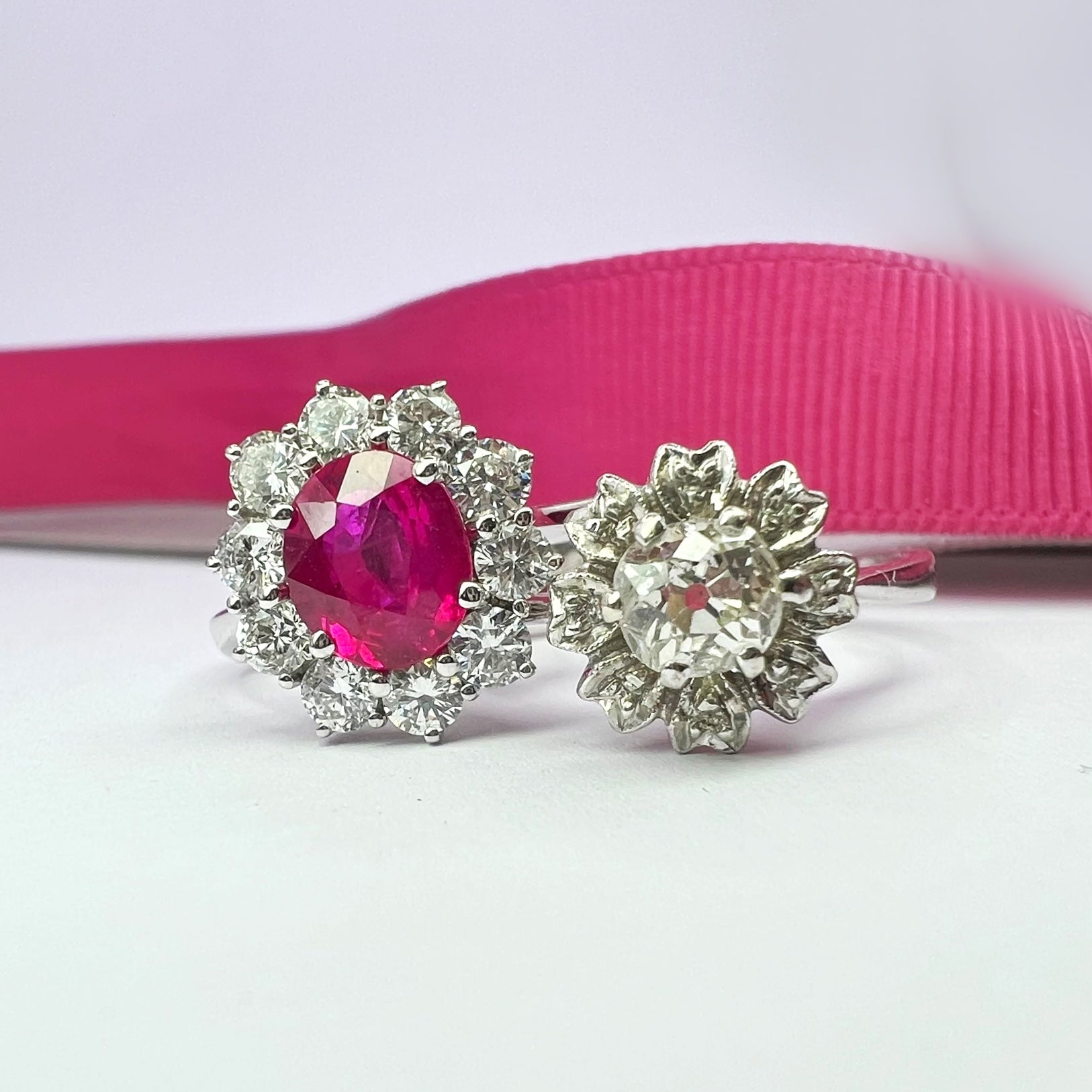 Tiffany & Co. Vintage Flower Shape Diamond Ring in Platinum Setting – ASSAY